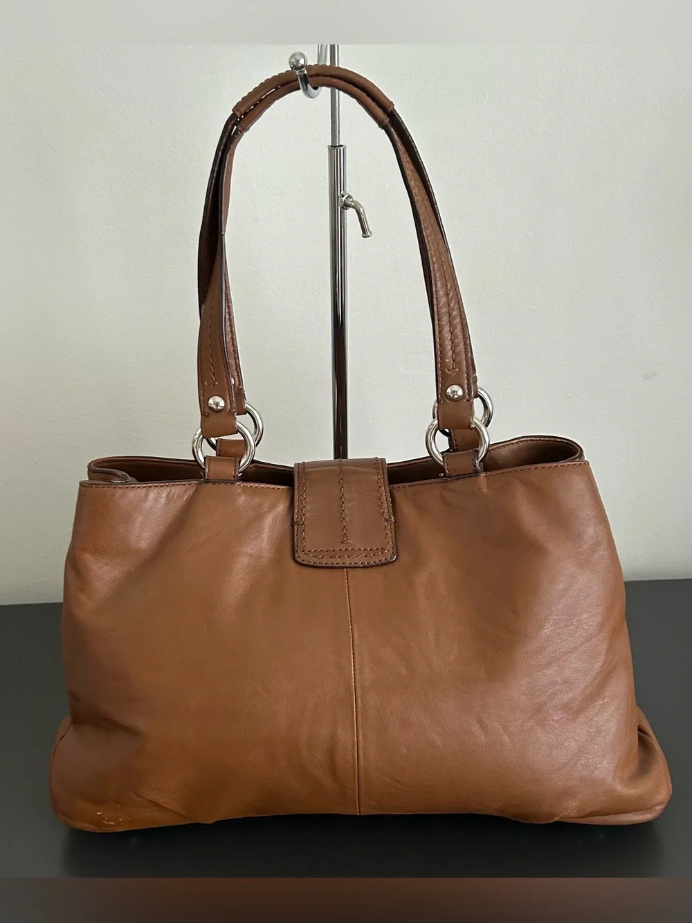 Coach Soho Buckle Cognac Brown Leather Tote Shoulder Carryall Bag